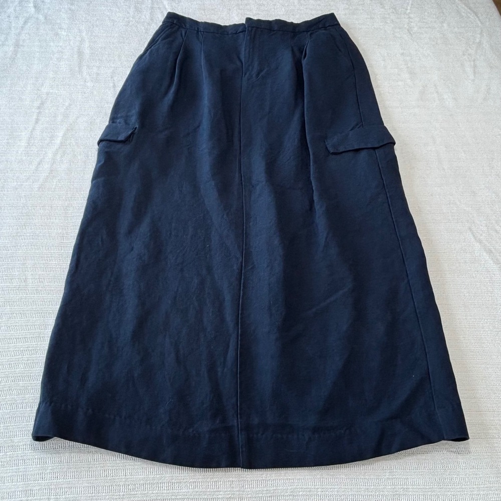 Madewell Navy Blue Linen Blend Cargo Maxi Skirt NP209 Size 6